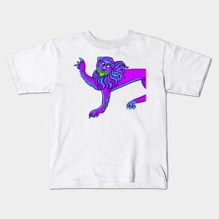 Bad Medieval Art Goofy Lion Bright Colors 90s Retro Vibe Kids T-Shirt